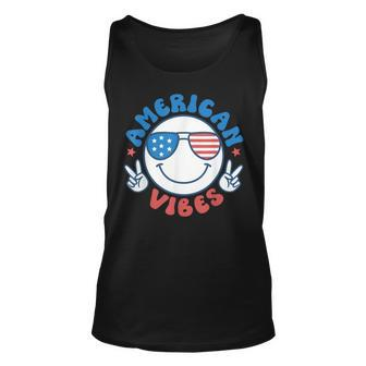 America Vibes Fourth 4Th Of July Happy Face Smile Patriotic Tank Top | Mazezy UK