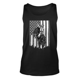 American Flag Bull Riding Cowboy 4Th Of July Patriotic Rodeo Patriotic Tank Top | Mazezy