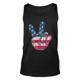 American Flag Peace Sign Hand 4Th Fourth Of July Unisex Tank Top - Monsterry AU