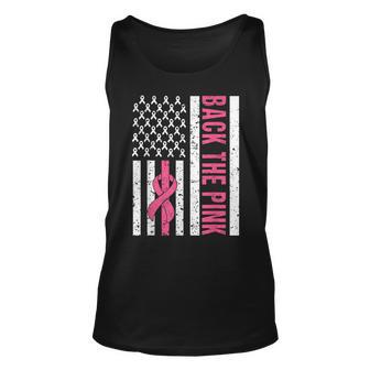 American Flag Back The Pink Breast Cancer Awareness Ribbon Tank Top | Mazezy