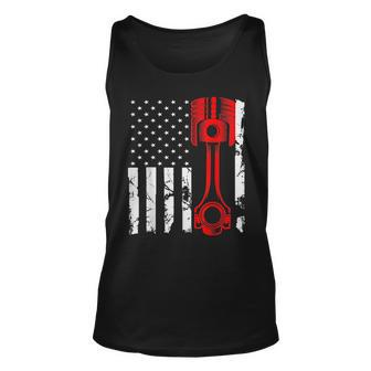 American Flag Piston Muscle Car Car Enthusiast Gift Unisex Tank Top | Mazezy