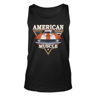 American Flag Vintage Muscle Car Hot Rod And Muscle Car Unisex Tank Top | Mazezy DE