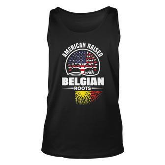 American Raised With Belgian Roots Belgium Belgian Flag Unisex Tank Top - Seseable