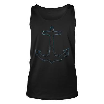 Anchor Outline Blue Teal Ocean Lover Gift Unisex Tank Top | Mazezy