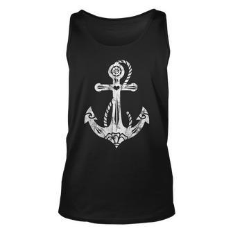 Anchor Symbol Sacred Rose Heart Tattoo Style Unisex Tank Top | Mazezy