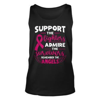Angel Wing Pink Support The Fighters Breast Cancer Awareness Tank Top - Seseable