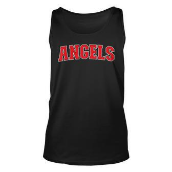 Angels California Souvenir Trip College Style Red Text Tank Top - Seseable