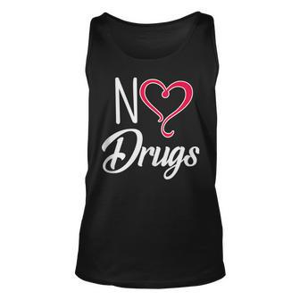 Anti Drug And Alcohol No Drugs Heart Shape Red Ribbon Unisex Tank Top | Mazezy