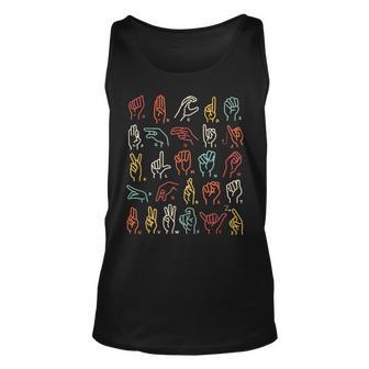 Asl Abc American Sign Language Alphabet Retro Deaf Awareness Tank Top - Seseable