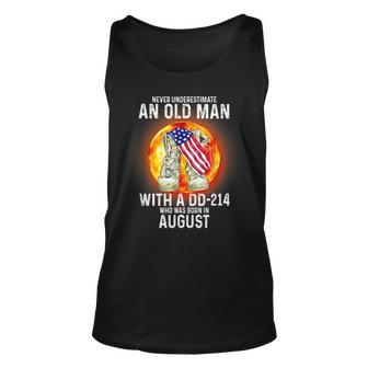 August Never Underestimate An Old Man With A Dd214 Unisex Tank Top - Seseable