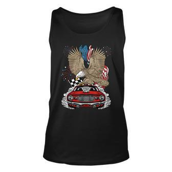 Auto Racing 4Th Of July Eagle Usa Flag Dragster Race Unisex Tank Top | Mazezy