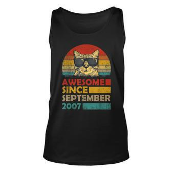 Awesome Since September 2007 16Th Birthday Cat Lover Tank Top - Monsterry
