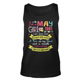 Awesome Since 1981 40Th Birthday Im A May Girl 1981 Unisex Tank Top | Mazezy