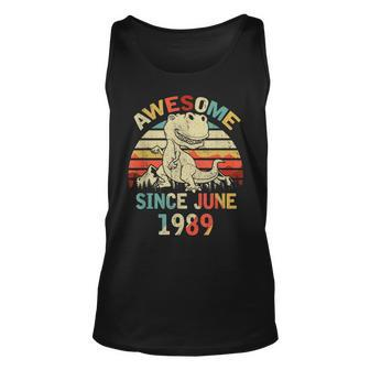 Awesome Since June 1989 30Th Dinosaur Birthday Gift Unisex Tank Top | Mazezy