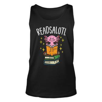 Axolotl Books Readsalotl Reading Bookworm Boys Girls Kids Reading Tank Top | Mazezy