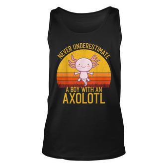 Axolotl Never Underestimate A Boy With An Axolotl Unisex Tank Top | Mazezy