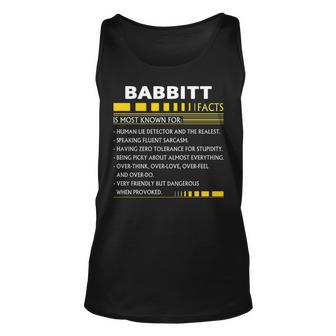 Babbitt Name Gift Babbitt Facts V3 Unisex Tank Top - Seseable