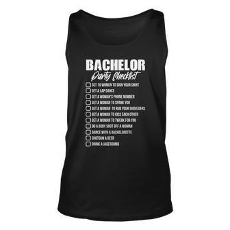 Bachelor Party Checklist Groom Groomsmen Stag Party Tank Top | Mazezy