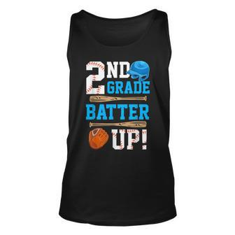 Back To School 2Nd Grade Batter Up Baseball First Day Boys Unisex Tank Top | Mazezy