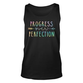 Back To School Progress Over Perfection Motivational Gifts Unisex Tank Top - Seseable