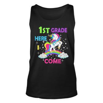 Back To School Unicorn Hello First Day Of First Grade Girls Unisex Tank Top - Seseable