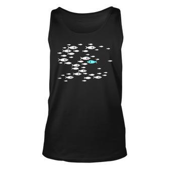 Backprint Fish Swim Against The Mainstream In The Sea Unisex Tank Top - Thegiftio UK