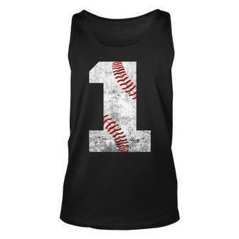 Baseball Jersey Number 1 Vintage 1St Birthday Unisex Tank Top | Mazezy