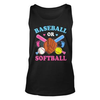 Baseball Or Softball Gender Reveal Baby Party Boy Girl Unisex Tank Top | Mazezy