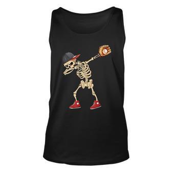 Baseball Player Catcher Pitcher With Mitt Dabbing Skeleton Tank Top - Seseable