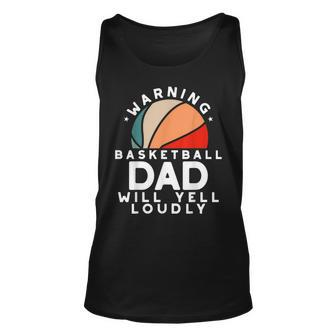 Basketball Dad Warning Funny Protective Father Sports Love Unisex Tank Top | Mazezy CA