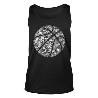 Basketball Motivational Word Cloud Funny Sports Unisex Tank Top | Mazezy