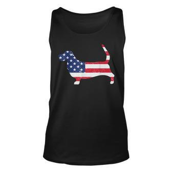 Basset Hound American Flag Usa Patriot Dog Lover Unisex Tank Top | Mazezy