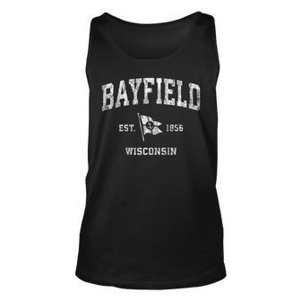 Bayfield Wi Vintage Nautical Boat Anchor Flag Sports Unisex Tank Top | Mazezy