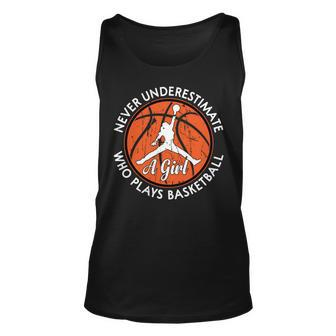 Bball Never Underestimate A Girl Who Plays Basketball Girl Basketball Tank Top | Mazezy
