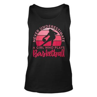 Bballer Never Underestimate A Girl Who Plays Basketball Basketball Tank Top | Mazezy