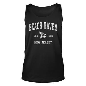 Beach Haven New Jersey Nj Vintage Boat Anchor Flag Unisex Tank Top | Mazezy