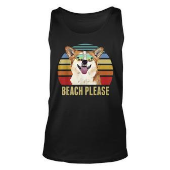 Beach Please Corgi Dog Funny Summer Unisex Tank Top | Mazezy