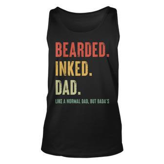 Bearded Inked Dad Like A Normal Dad But Badass Vintage Unisex Tank Top | Mazezy