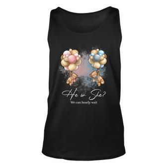 Bears Balloons We Can Bearly Wait Gender Reveal Unisex Tank Top - Seseable