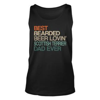 Beer Best Bearded Beer Lovin Scottish Terrier Dad Fathers Day Unisex Tank Top - Monsterry CA