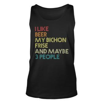 Beer Bichon Frise Owner Dog Beer Lover Quote Funny Vintage Retro Unisex Tank Top - Monsterry AU