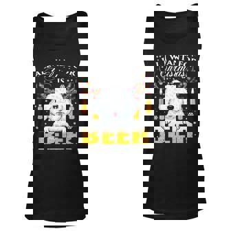 Beer Bichon Frise Reindeer Beer Christmas Ornaments Xmas Lights248 Unisex Tank Top - Monsterry