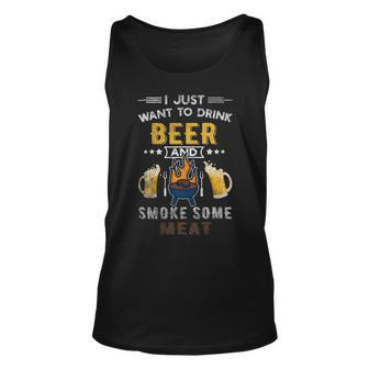 Beer Funny Bbq Chef Beer Smoked Meat Lover Summer Quote Grilling Unisex Tank Top - Monsterry UK