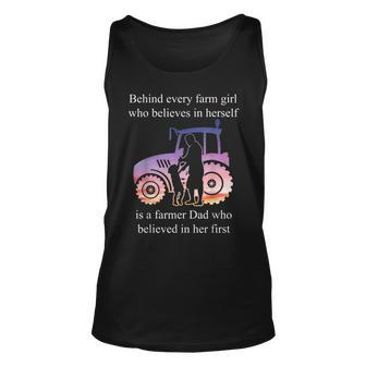 Behind Every Farm Girl Farmer Family Dad Father Gifts Unisex Tank Top | Mazezy