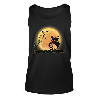 Bengal Cat Scary And Moon Funny Kitty Halloween Costume Unisex Tank Top | Mazezy