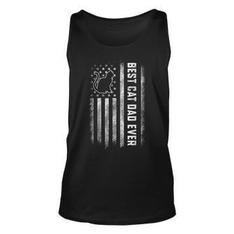 Best Cat Dad Ever American Flag Daddy Fathers Day Vintage Unisex Tank Top | Mazezy