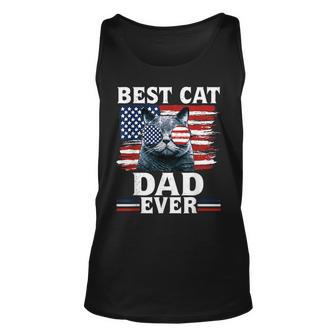 Best Cat Dad Ever American Flag Patriotic 4Th Of July Unisex Tank Top | Mazezy