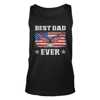 Best Dad Ever With Us American Flag Fathers Day Eagle Unisex Tank Top - Seseable