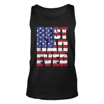 Best Dad Ever With Us American Flag Gift For Fathers Day Unisex Tank Top | Mazezy