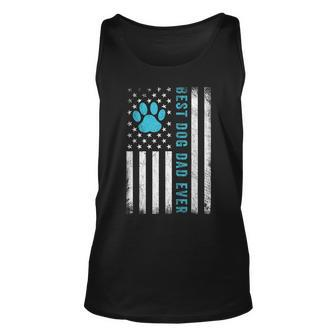 Best Dog Dad Ever Us American Flag Puppy Lover Paw Unisex Tank Top | Mazezy